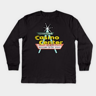 Retro Vintage Casino Center Downtown Las Vegas Kids Long Sleeve T-Shirt